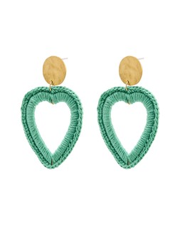 Oliver Bonas Cristina Green Crochet Heart Pendant Stud Earrings £29.50