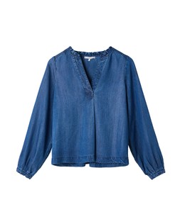Oliver Bonas Denim Frill Neck Top £60