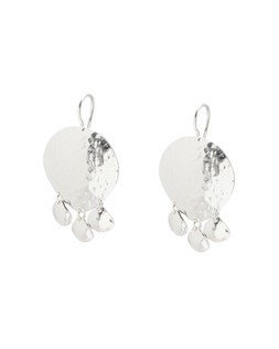 Oliver Bonas Helen Hammered Round Disc & Triple Circle Silver Plated Drop Earring £55