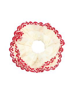 Oliver Bonas Kendall Red & White Bow Detail Lace Large Scrunchie £18