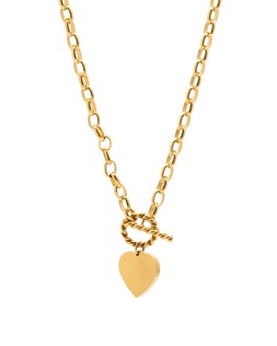 Oliver Bonas Louisa Etched Heart Charm Stainless Steel Chain Necklace £39.50