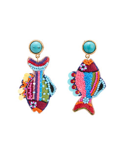 Oliver Bonas Marcie Multi Bead & Sequin Mismatch Fish Drop Earrings £24