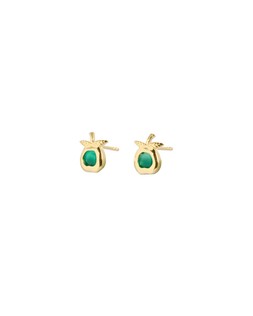 Oliver Bonas Melora Apple Green Onyx Inlay Gold Plated Stud Earrings £32