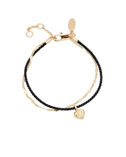 Oliver Bonas Misha Mini Heart Pendant Double Row Chain & Cord Bracelet £18