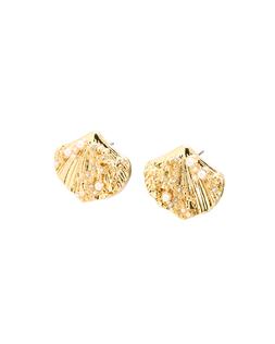 Oliver Bonas Moira Textured & Faux Pearl Inlay Shell Stud Earrings £18