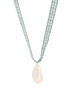 Oliver Bonas Nancy Green Ribbon Faux Pearl Pendant Necklace £19.50
