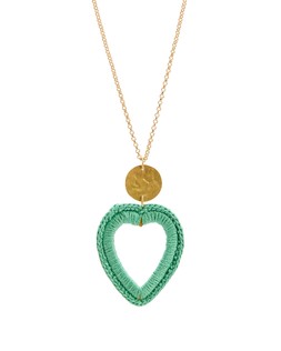 Oliver Bonas Nieves Green Crochet Heart Pendant Necklace £29.50