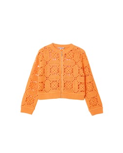Oliver Bonas Orange Crochet Bomber £68