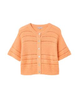 Oliver Bonas Orange Pointelle Short Sleeve Cardi £58