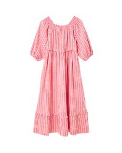 Oliver Bonas Red Orange Stripe Bardot Midi Dress £78