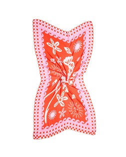 Oliver Bonas Red Pink Lobster Check Border Scarf £29.50