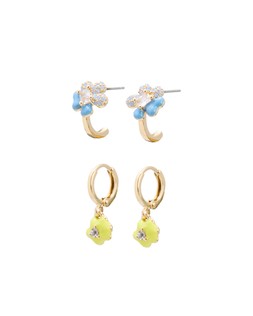 Oliver Bonas Ria Flower & Leaf Mismatch Hoops Pack of 4 £26