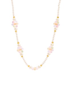 Oliver Bonas Rosie Bead & Faux Pearl Flower Necklace £26