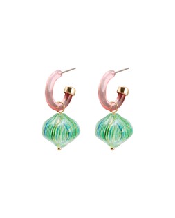 Oliver Bonas Sammy Green & Pink Resin Drop Hoops £19.50