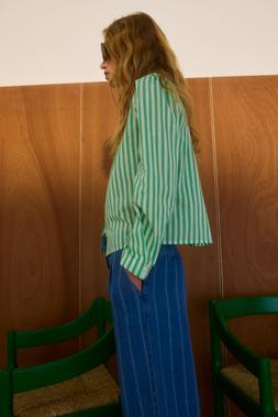 Oliver Bonas Stripe Pleat Shirt £55 Blue Stripe Wide Leg (14)