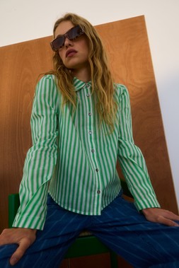 Oliver Bonas Stripe Pleat Shirt £55 Blue Stripe Wide Leg (18)