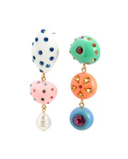 Oliver Bonas Trinity Multi Stone Inlay Mismatch Drop Stud Earrings £26