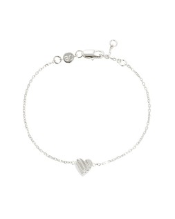 Oliver Bonas Veda Machine Etched Heart Charm Silver Chain Bracelet £39.50