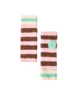 Pink & Brown Striped Knitted Gloves £24