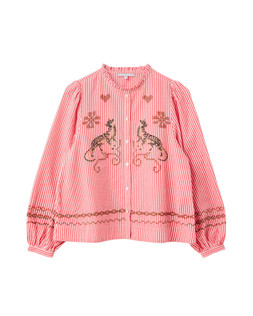 Red & White Striped Leopard Embroidered Shirt £65