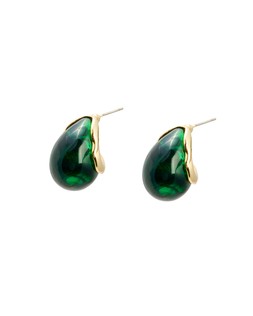 Reya Green Resin Curve Teardrop Hoop Earrings £19.5
