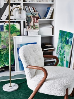 Rizado White Faux Sheepskin Boucle Armchair