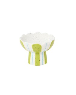 Scalloped Green Stripe Pedestal Ring Dish £8.50