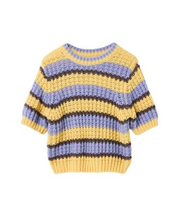 Yellow & Blue Striped Lofty Short Sleeve Jumper £60