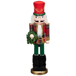 38CM TARTAN NUTCRACKER WITH WREATH £8 (425310)