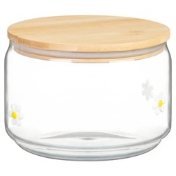 B&M HOME SS26 // GARDEN LIFE DINING // GLASS STORAGE WITH BAMBOO LID // £5 // GLASS STORAGE WITH BAMBOO LID // £5 //