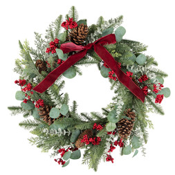 73CM RED BERRY BOW WREATH £30 (437027)