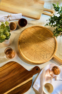 B&M HOME SS26 // CHARCUTERIE // ACACIA SERVING PLATTER WITH HANDLE £6 // CHARCUTERIE BOARD £8 // 3PK NEUTRAL PINCH BOWLS £2.50 //