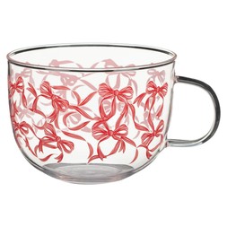 BOW GLASS CAPPUCINO MUG £3 (437467)