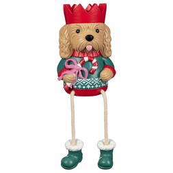 GDOG W:CANDY CANE, GIFT & ENVELOPE SHELF SITTER £2.50 (425616)