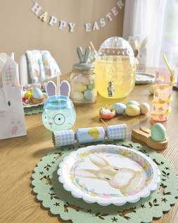 B&M HOME SS26 // EASTER // KIDS PARTY // 20PK ROUND PAPER PLATES £2 // 6PK EASTER CRACKERS £5 // COLOURED BUNNY EAR JAR £3 //