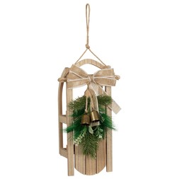 MDF SLEIGH WITH FOLIAGE AND BELL £6 (437188)