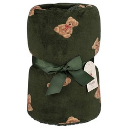 Printed Bear Throw - Green £10
