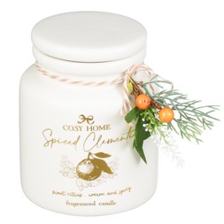 WHITE PUDDING CANDLE WITH CLEMENTINE CHARM £5 (436128)