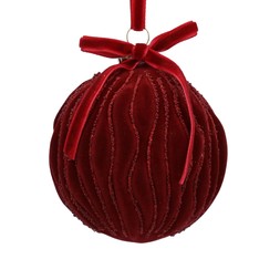 Burgundy velvet waves glass bauble