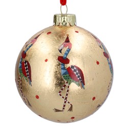 Glass gold leaf flamingo bauble