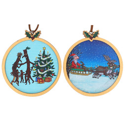 Stickman Family and Santa wooden decorations