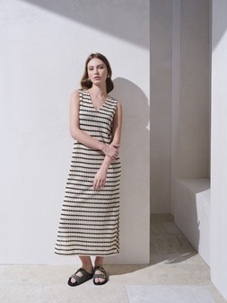 Crochet Stripe Maxi Dress £22 & Sandals £16.