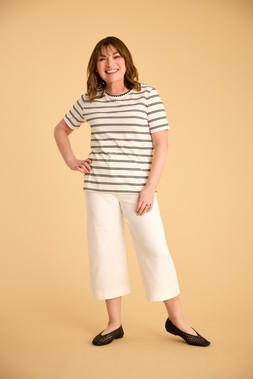 Striped T-Shirt With Stitch Detail £14 & Cropped Wide Leg Jeans £22