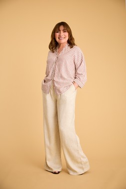 3/4 Sleeve Striped Linen Shirt £20 Wide Leg Linen Trousers £22