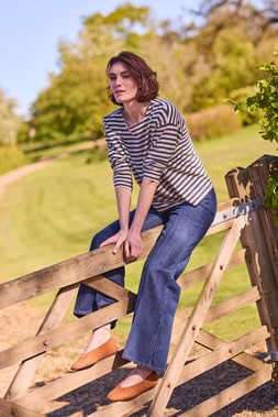 Stripe Jersey Top £18 & Flared Jeans £25