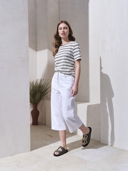 Striped T-Shirt With Stitch Detail £14 & Wide Leg Cropped Jeans £20.