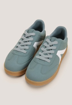 Green & White Stripe Retro Trainers