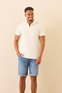 Mens Ecru Textured Polo Shirt £16