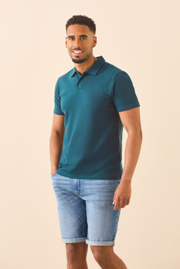 Mens Teal Textured Polo Shirt £12