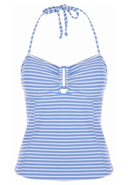 Womens Blue Textured Stripe Tankini Top £18
